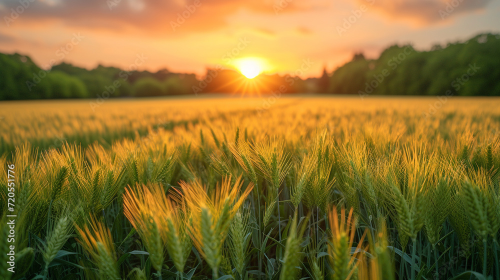 green field early in the morning