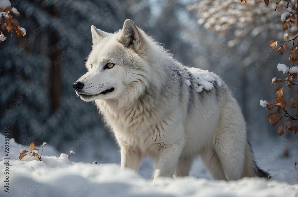 snow wolf animal photo portrait. Generative AI