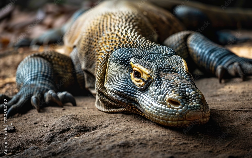 Fototapeta premium Shot of a Komodo dragon at rest