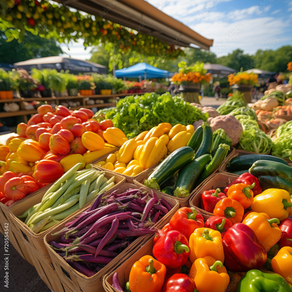 Colorful Farmers Market with Fresh Produce