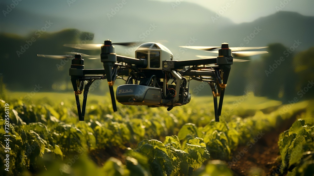 Drone Flying Over Agricultural Fields - Precision Management
