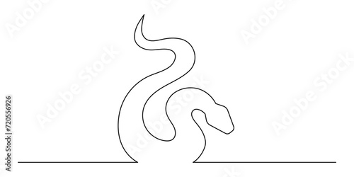 Snake one line art,hand drawn continuous drawing contour,symbol of new year 2025.Poisonous reptile serpent outline,wildlife nature concept.Editable stroke.Isolated.Vector illustration