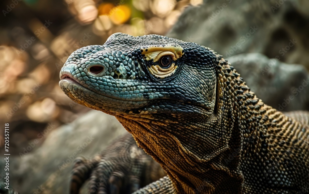 Fototapeta Komodo dragon patient demeanor waiting for the perfect moment to strike