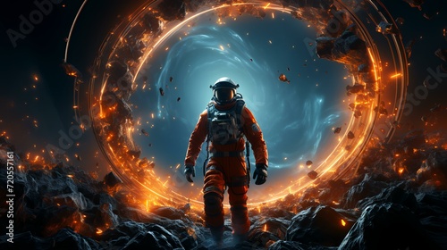 Exiting The Void - A Futuristic Space Astronaut