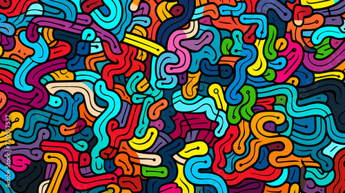 Funny doodle seamless pattern, artistic background