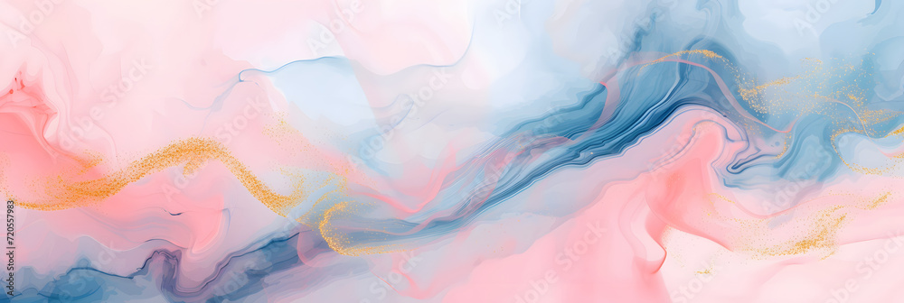 Abstract watercolor paint background illustration Soft pastel pink blue color and golden lines, with liquid fluid marbled paper texture banner texture, Abstract watercolor paint background illustration Soft pastel pink blue color and golden lines, with liquid fluid marbled paper texture banner texture,
