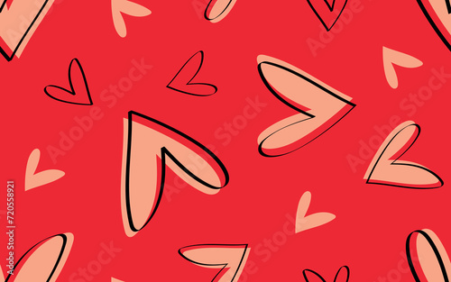 seamless pattern. hearts. a pattern for packaging, textiles, and wrappers. beautiful style . love. A romantic. a red heart. doodle. with a colored background. background. © AR_pic