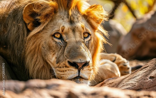 lion basking in the warmth of the African sun