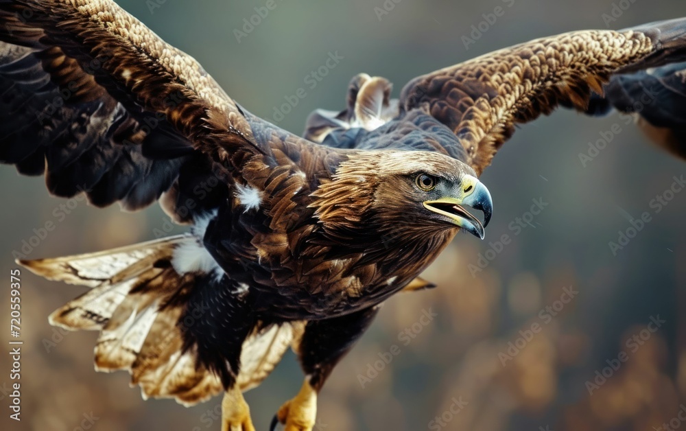 Obraz premium Shot of an eagle in a dive executing a precise and calculated attack