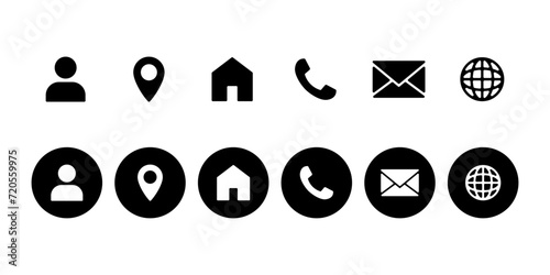 Vector contact icon collection transparent background. For web, app, card, ui, ux.