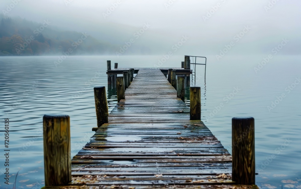 Fototapeta premium A peaceful morning on a lakeside pier