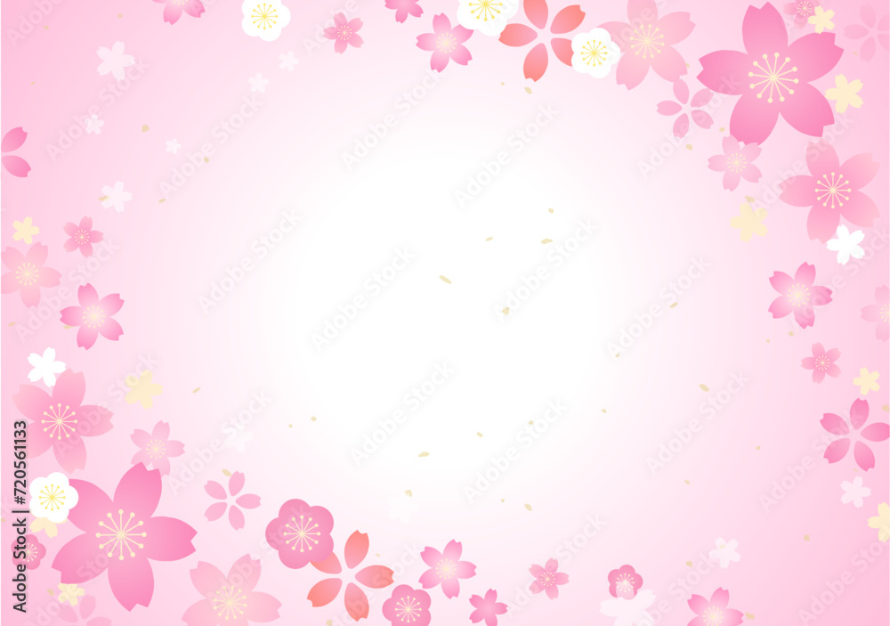 桜のイラストが美しい春の背景デザイン