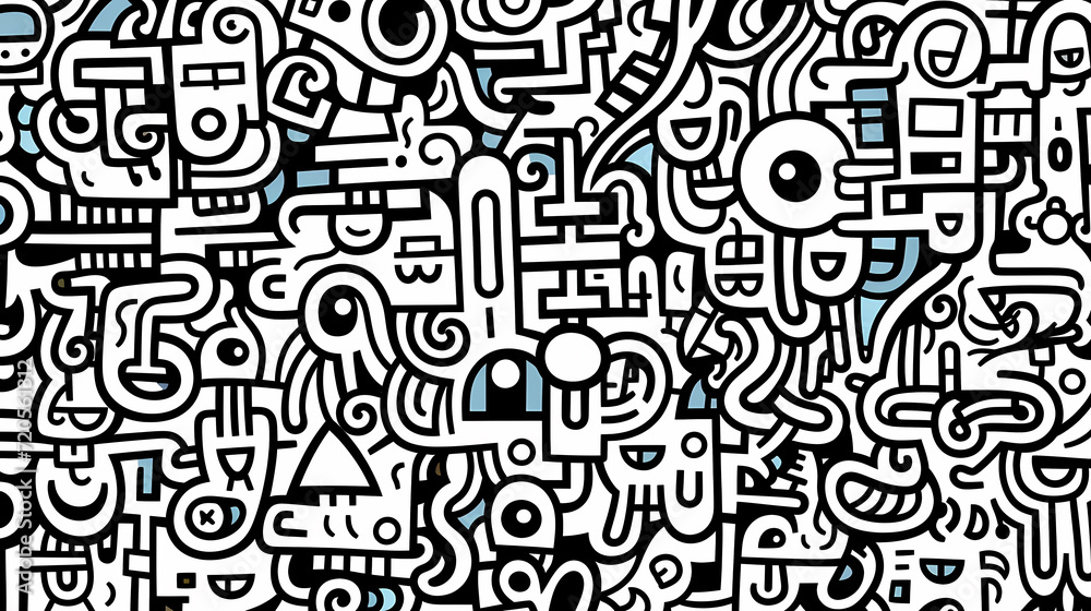 Funny doodle seamless pattern, artistic background Funny doodle seamless pattern, artistic background
