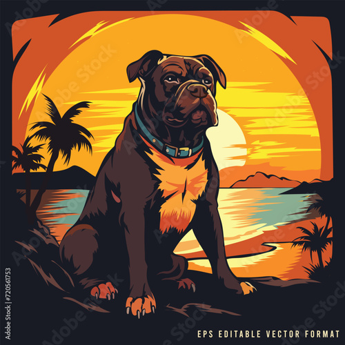 Pit Bull Dog Retro tshirt Design Vector Illustration