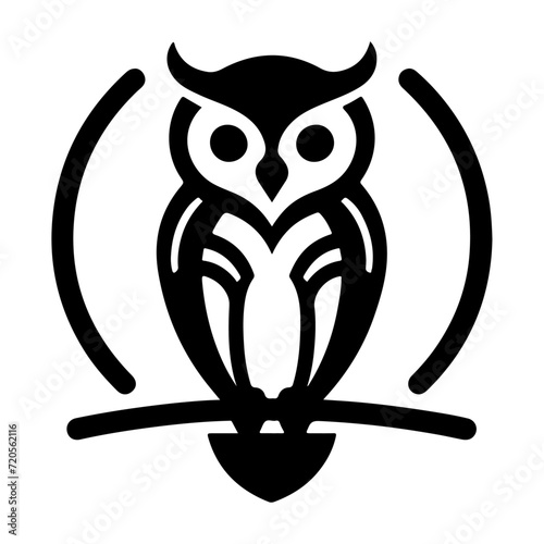 Elegant wise owl bird perch logo icon  symbol  clipart  silhouette  black color silhouette