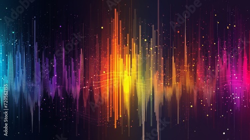Colored background of abstract sound wave. Abstract flowing wavy, smoke lines. Vibrant colorful digital dynamic wave..
