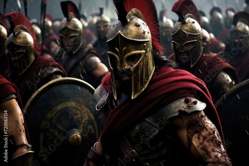 Ancient Spartan Warriors Ready for Battle