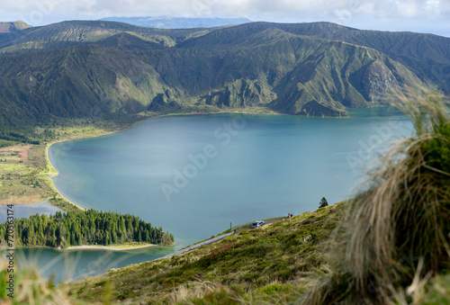 Panoramic beautiful view of Lagoa do Fogo "Fire Lake" Sao Miguel island in the Azores.