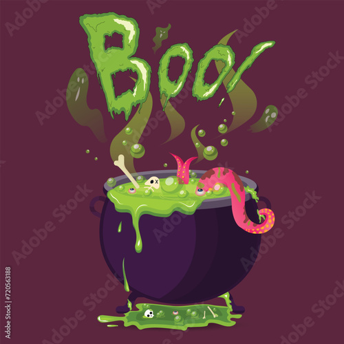 Cauldron potion pot vector illustration