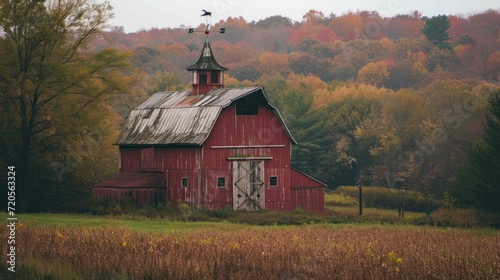 Shot of a barn with a traditional weathervane on the roof