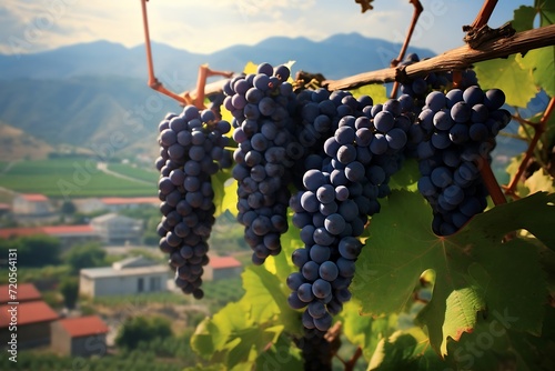 Ripe grapes on vineyards in Chianti region, Tuscany