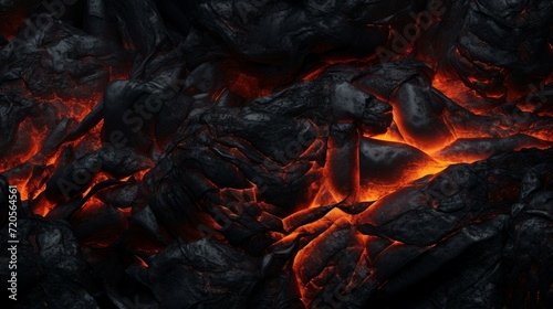 Lava background with red flames and black rocks AI Generated
