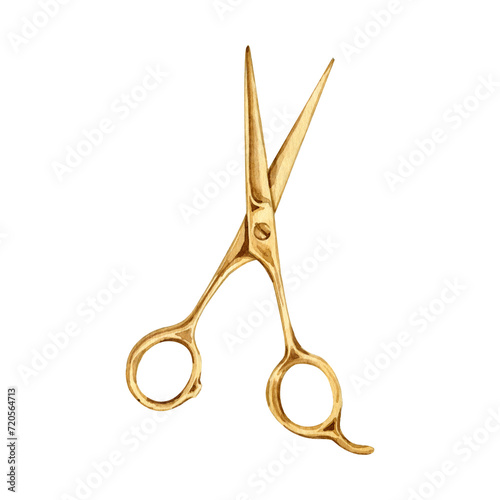 Hairdresser and barber watercolor scissors