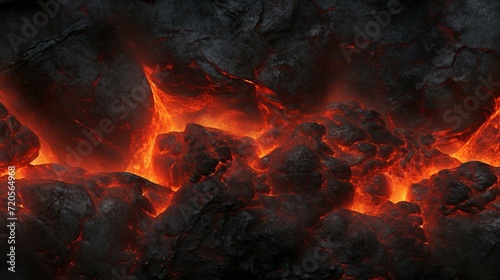 Lava texture background red flames and black rocks AI Generated