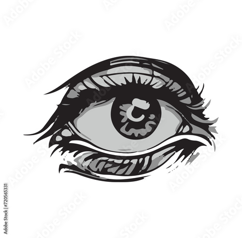 human eye, third eye, element of black magic, alchemy, occultism, vintage engraving style. All seeing eye, eye of providence
