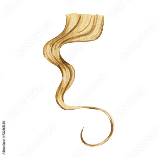 Watercolor strand of blonde hair clipart illustration