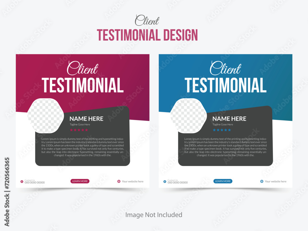 Customer feedback Client testimonial design template Customer feedback review or testimonials social media post template vector.