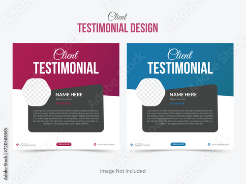 Customer feedback Client testimonial design template Customer feedback review or testimonials social media post template vector.