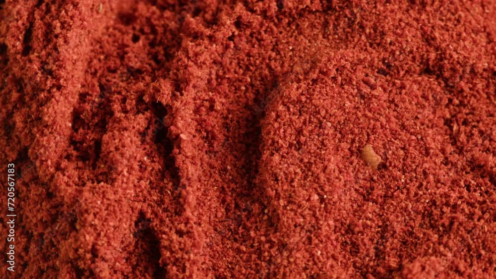 Dried red paprika close-up macro. Red exotic sweet spice additive for food.