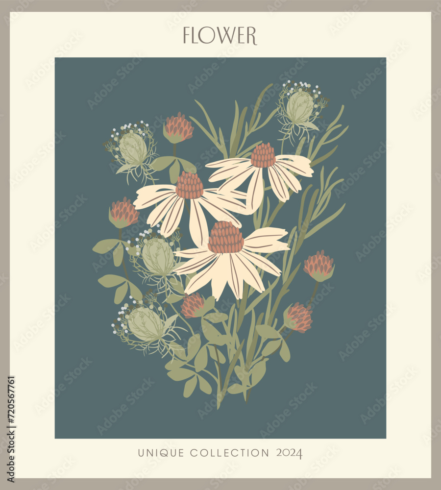 Flower poster in vintage style	
