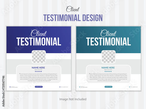 Customer feedback Client testimonial design template Customer feedback review or testimonials social media post template vector. photo