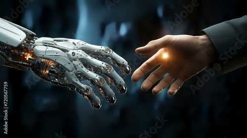 Human Hand Touching a Robotic Hand: Connection in the Future