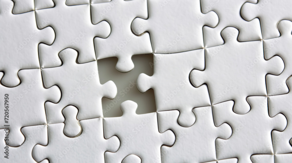 Unfinished white jigsaw puzzle pieces, business concept Unfinished white jigsaw puzzle pieces, business concept