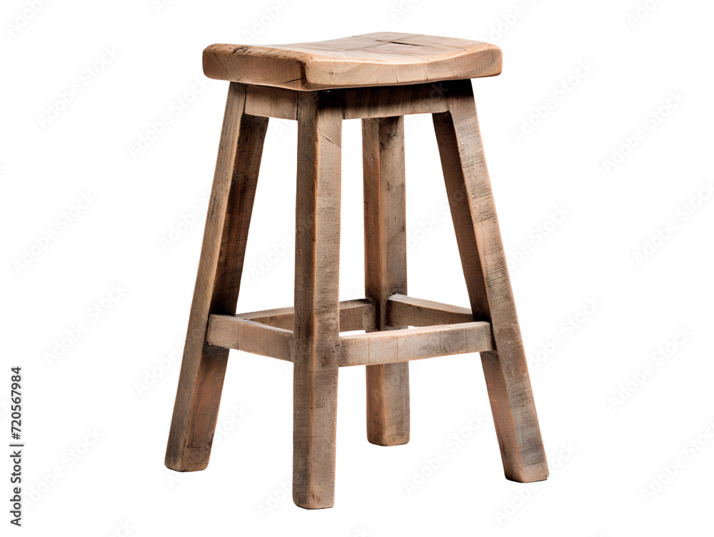 Reclaimed Wood Bar Stool, isolated on a transparent or white background Reclaimed Wood Bar Stool, isolated on a transparent or white background