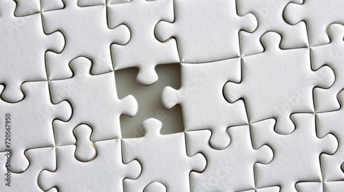 Unfinished white jigsaw puzzle pieces, business concept