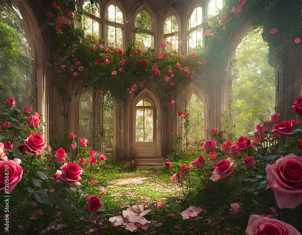 Mystical Abandon with Roses Sprawling in Solitude