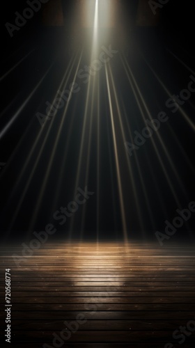 Empty Stage with Dramatic Spotlights. Illuminated Empty Stage with Radiant Spotlight Beams © wanda