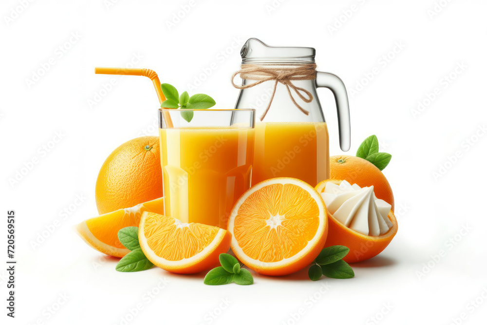 Orange Juice isolated on solid white background. ai generative Orange Juice isolated on solid white background. ai generative