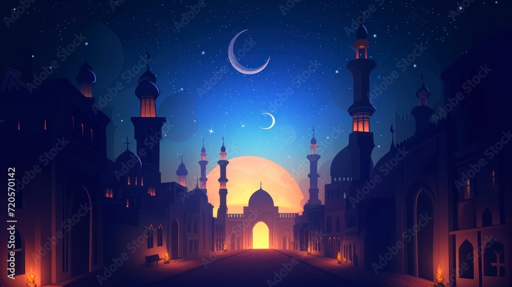 beautiful concept of a Ramadan church with a starry night sky in high definition and quality, religion concept