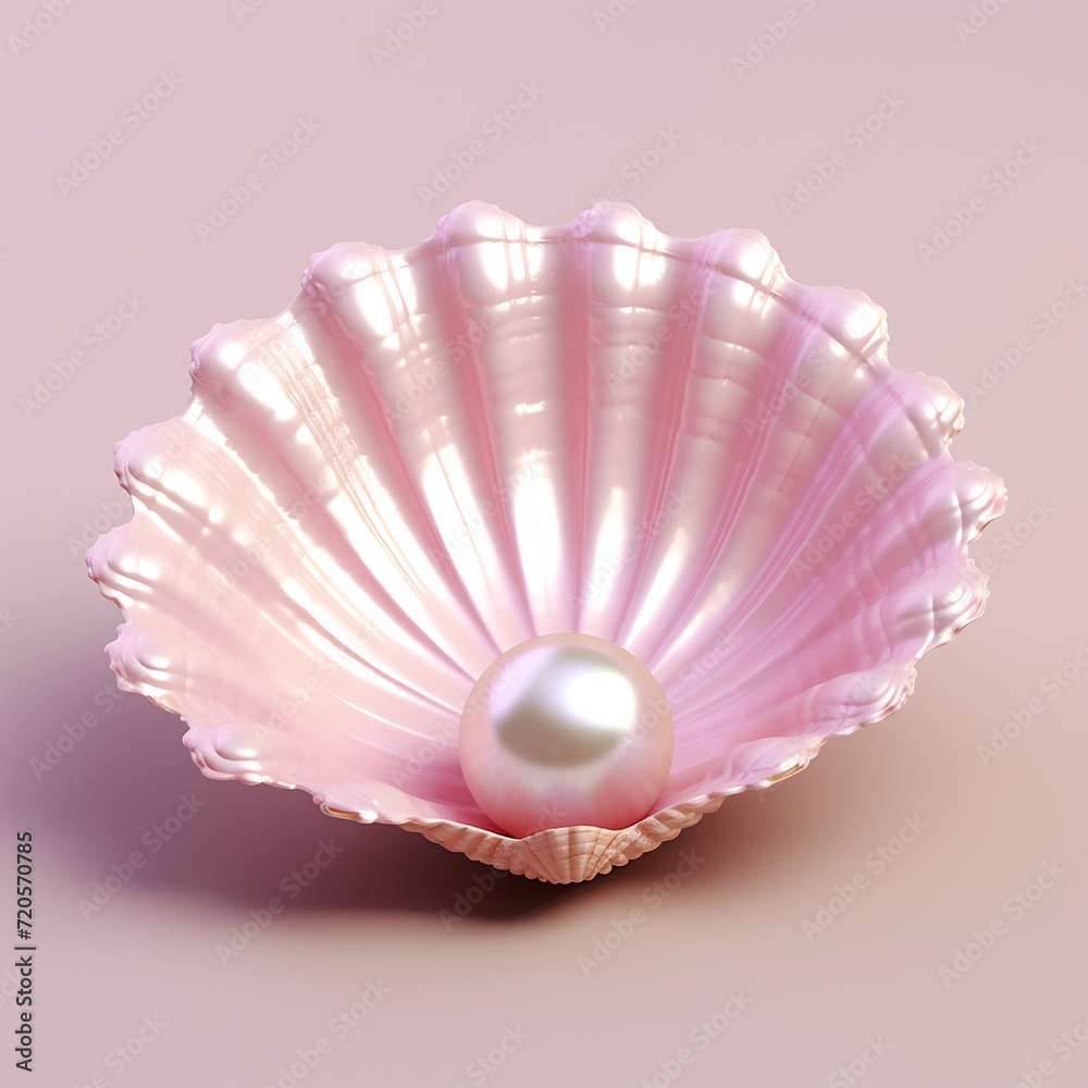 pink sea shell with pearl made with generative AI pink sea shell with pearl made with generative AI