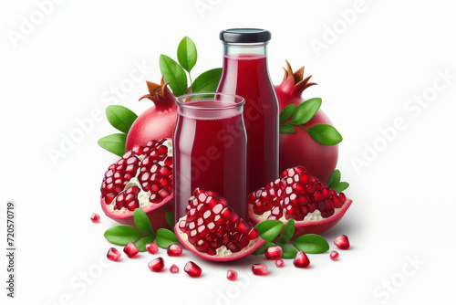 pomegranate juice isolated on solid white background. ai generative