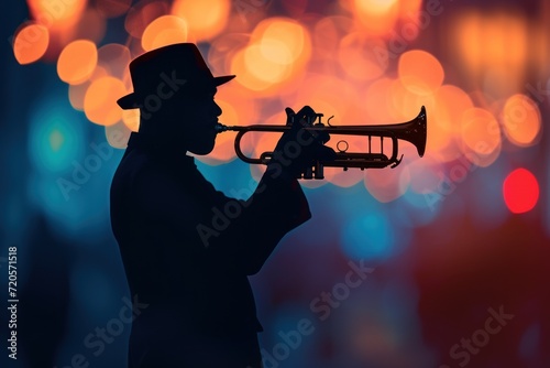 Jazz Revival Silhouette of a jazz musician playing the trumpet