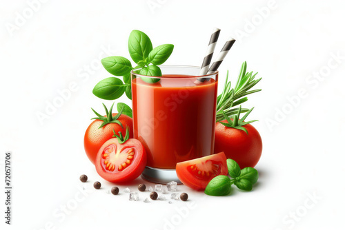 Tomato juice isolated on solid white background. ai generative
