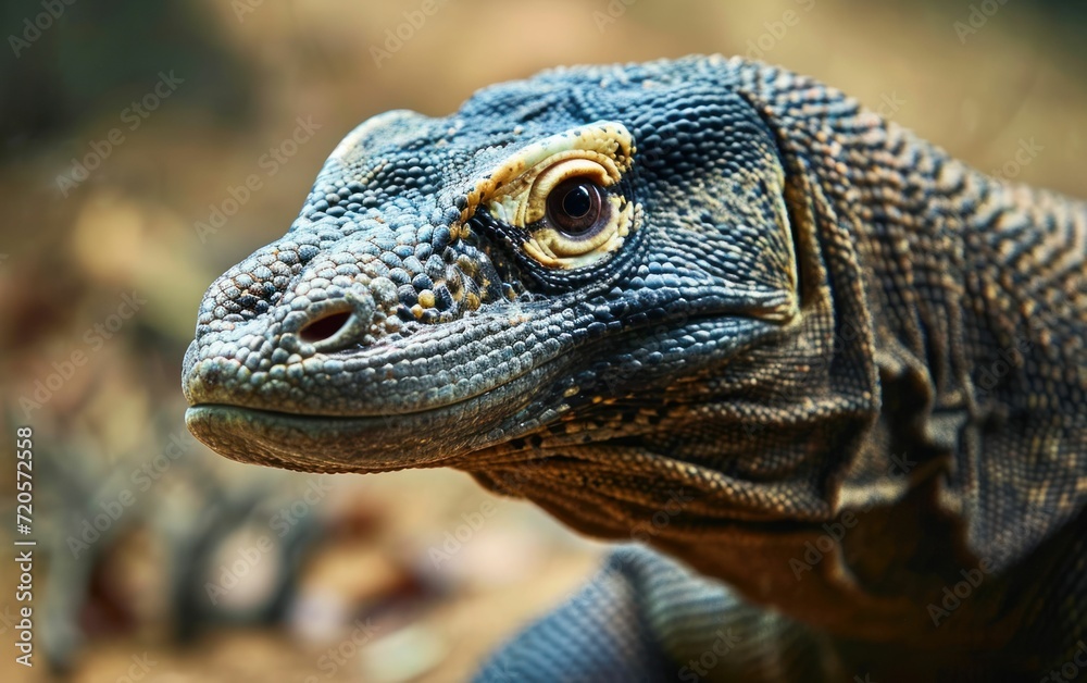 Fototapeta premium Komodo dragon powerful jaw showcasing its lethal bite