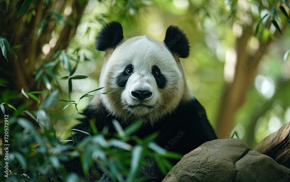 Fototapeta premium Panda captivating black eyes reflecting both curiosity and calmness