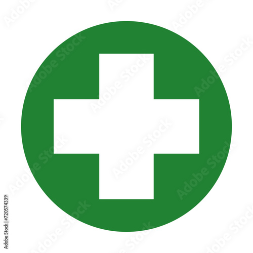 Medical cross symbol. Red circle with white cross vector icon..